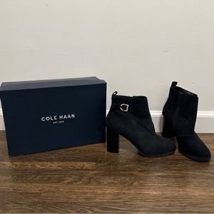 BRAND NEW Cole Haan Black Suede Boot Heels size 8